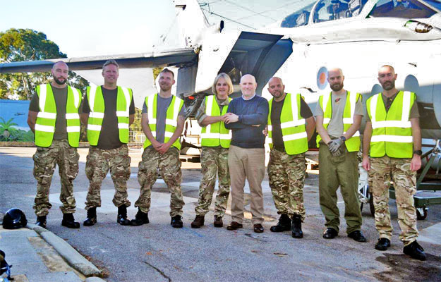 Trevor Fettis with RAF Heritage and JARTS (Joint Aircraft Recovery & Transportation) team during reassembly at RAAFA AHM Bull Creek